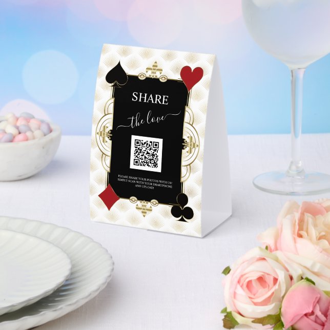 Plaque De Table Wedding Share The Love Photo Share QR Code Sign (Insitu (mariage))