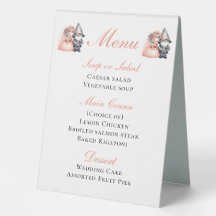 Plaque De Table Whimsical Gnome Bride & Groom Rustic Mariage Menu