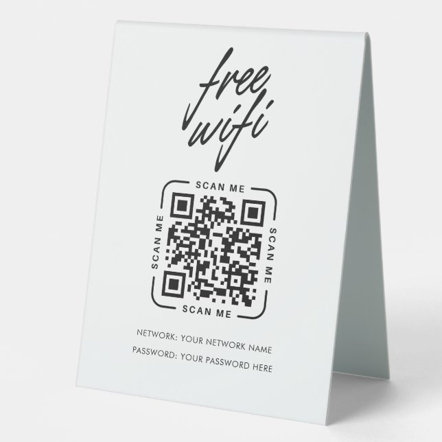 Plaque De Table Wifi Network QR Code Modern Business (Recto)