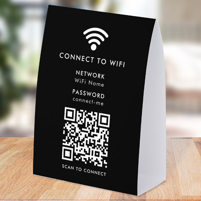 Plaque De Table WiFi Network Table Tent | QR Paper Tabletop Sign (Wi-Fi paper table tent signs with interactive QR code, connecting visitors seamlessly to your WiFi)