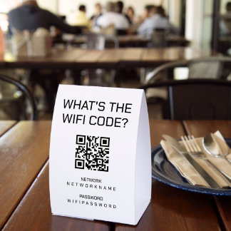 Plaque De Table Wifi QR Code Password and Network Personalized 