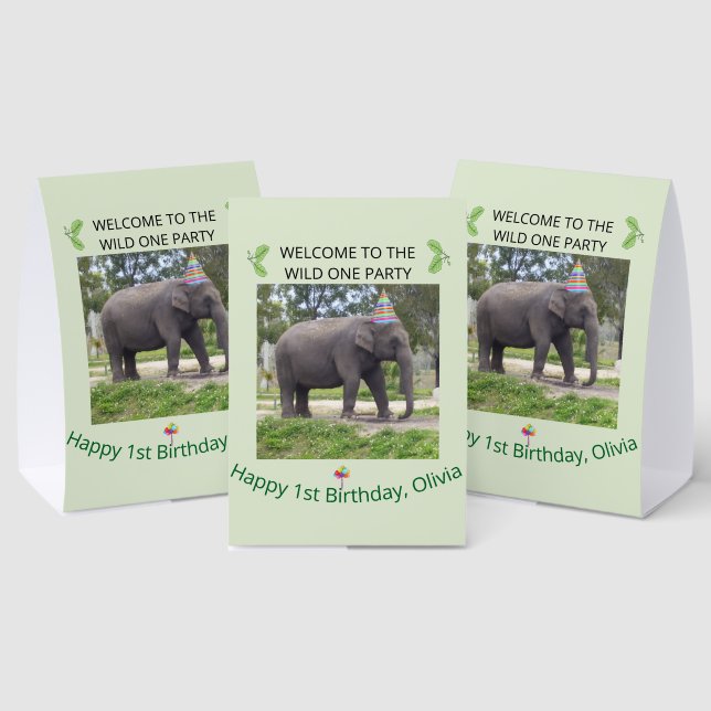 Plaque De Table Wild One ElephantTabletop Party Sign (Insitu (multi))
