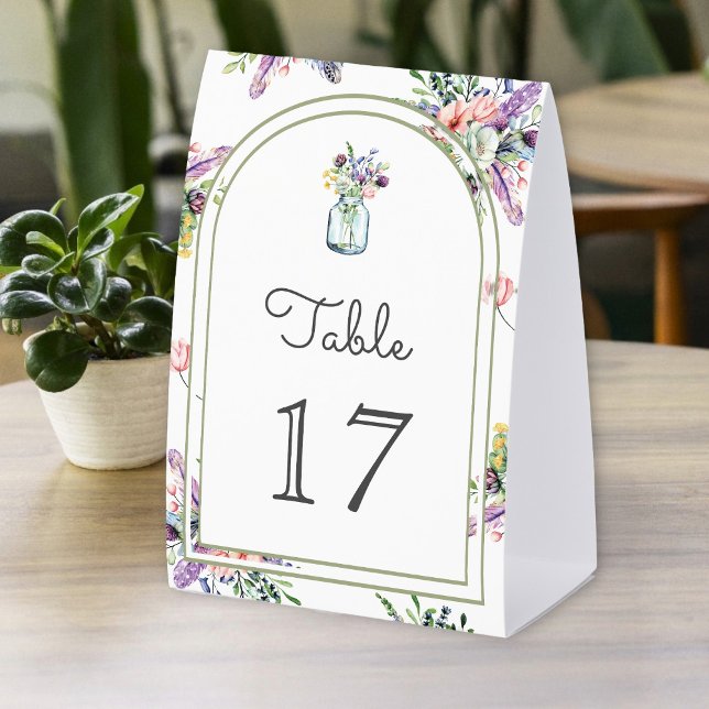Plaque De Table Wildflower Mason Jar Arch Wedding Table Number (Créateur téléchargé)