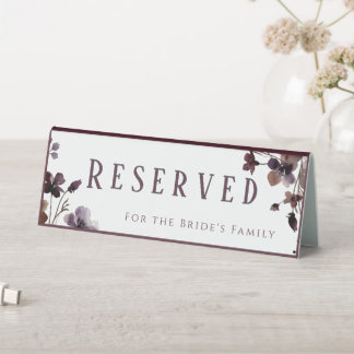 Plaque De Table Wine Red Plum Mauve Fall Floral Wedding