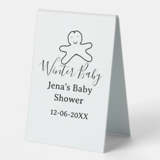 Plaque De Table Winter baby shower cookie black scribble hand-draw