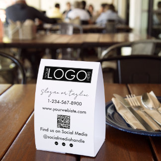Plaque De Table Your Company Logo Storefront QR Code Social Media