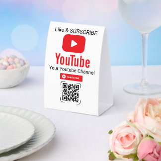 Plaque De Table YouTube Subscribe QR Code White