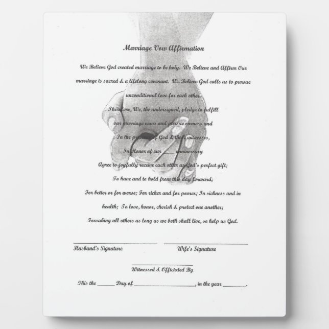 Plaque de Wedding Vow (Devant)