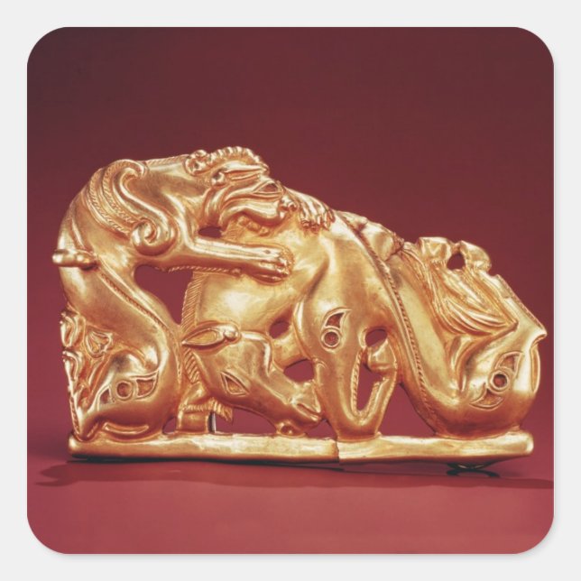 Plaque depicting a Griffin attacking a Horse Square Sticker (Front)