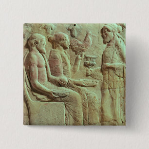 Plaque depicting an offering, c.450 BC 2 Inch Square Button