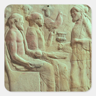Plaque depicting an offering, c.450 BC Square Sticker