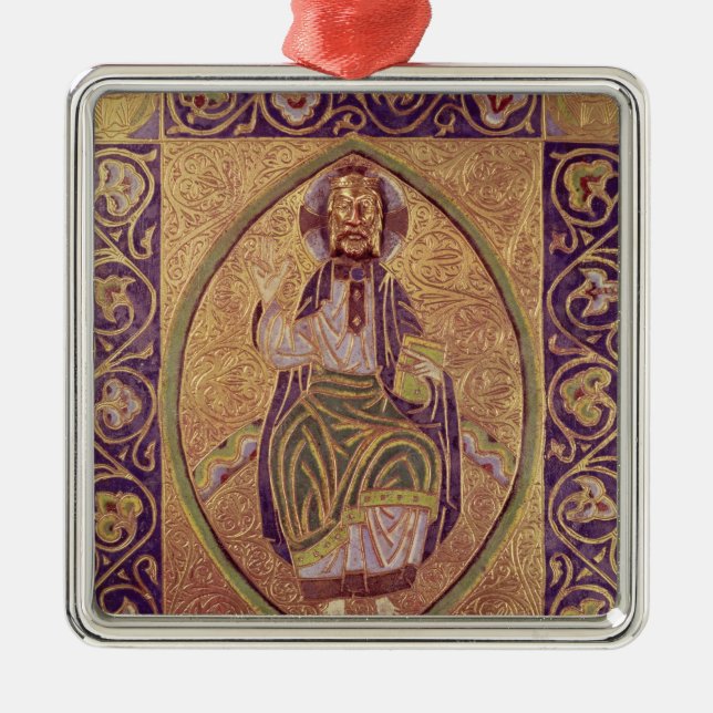 Plaque depicting Christ blessing Metal Ornament (Front)