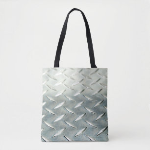 Plaque diamant argenté sur un sac fourre-tout
