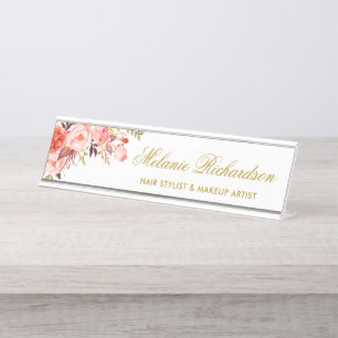 Plaque d'identification d'or floral de corail