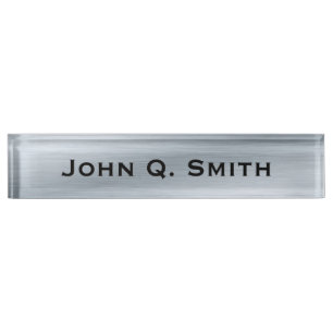 Plaque d'identification en argent brossé personna