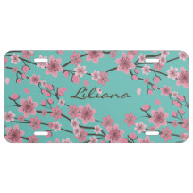 Arbre en fleurs de cerisier rose détaillé Turquois