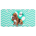 Basset Hound ; Aqua Green Chevron
