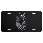 Cheval argenté tête sur noir