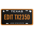 Plaque de licence Black Texas Personnalisée