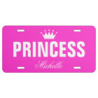 Plaque d'immatriculation princesse rose avec nom p