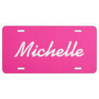 Plaque d'immatriculation rose chaud personnalisée 