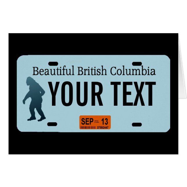 Plaque d'immatriculation Sasquatch de la Colombie- (Devant horizontal)