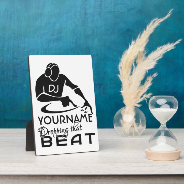 Plaque DJ personnalisée couleur et monogramme (Côté)