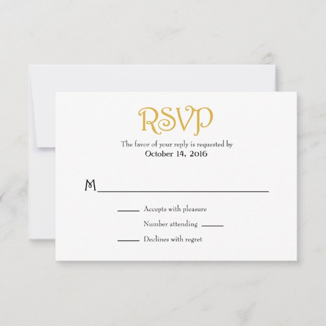 Plaque d'or blanc simple Mariage Cartes RSVP (Devant)