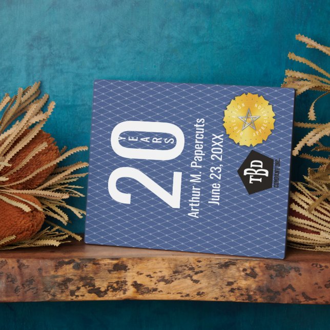 Plaque du 20e anniversaire de l'employé (Côté)