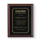 Plaque du prix Teacher of the Year