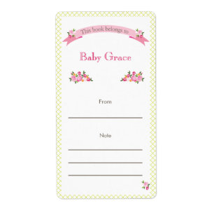 Plaque florale verte et rose