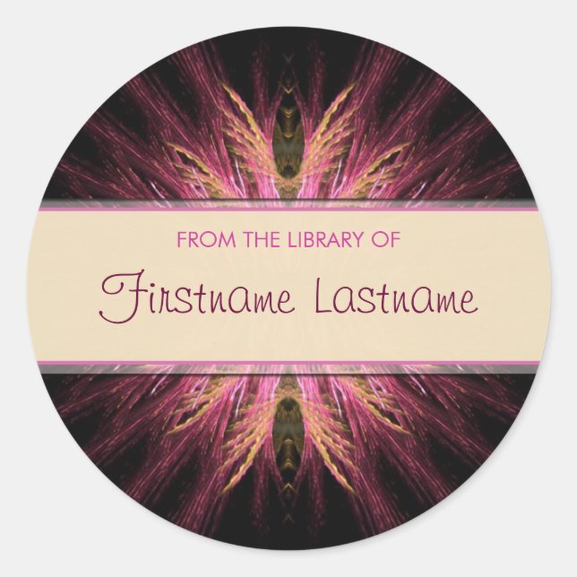 Plaque fractale : Sticker rose et orange (Devant)