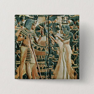 Plaque from the lid of coffer showing 2 inch square button