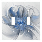 Aquarelle gris bleu Abstrait Fractal Art Flower