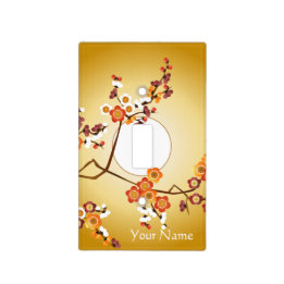 Plaque Interrupteur La prune japonaise fleurit branche de rouge orange