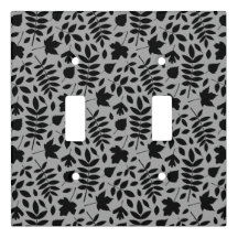 Motif Feuille tombé noir sur gris