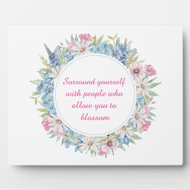 Plaque Motivationnelle rose Bleu Floral (Devant)