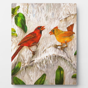 Plaque Painted Cardinal birds