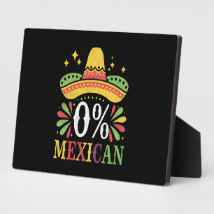 Plaque Photo 0% Mexicain Zéro% Drôle Cinco De Mayo