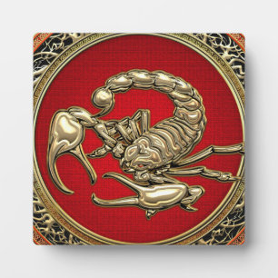 Plaque Photo [100] Scorpion d'or sacré sur rouge