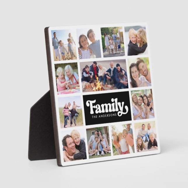 Plaque Photo 13 Photos Collage Famille Monogramme (Recto)