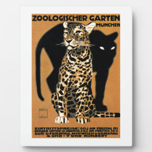 Plaque Photo 1912 Ludwig Hohlwein Leopard Munich Zoo Poster