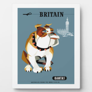Plaque Photo 1960 Affiche de Qantas Britain Bulldog