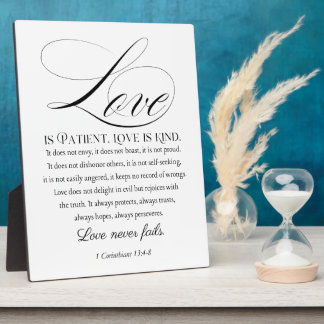 Plaque Photo 1 Corinthiens 13:4-8 L'amour est le Mariage patien