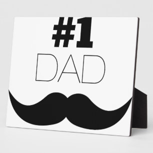 Plaque Photo #1 Papa Mustache noire - Numéro Un