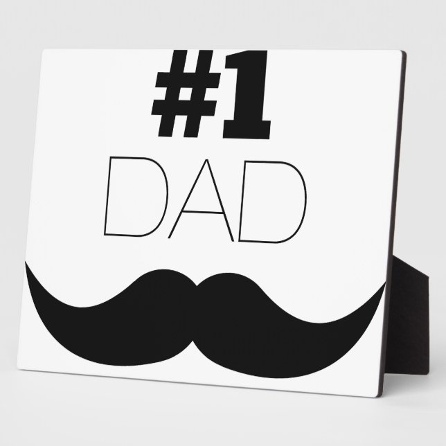 Plaque Photo #1 Papa Mustache noire - Numéro Un (Côté)