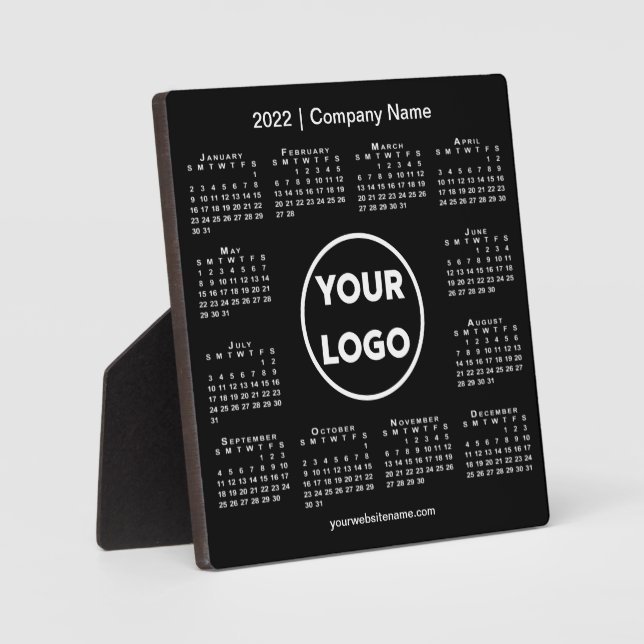 Plaque Photo 2022 Calendrier Entreprise Logo Black Business (Recto)
