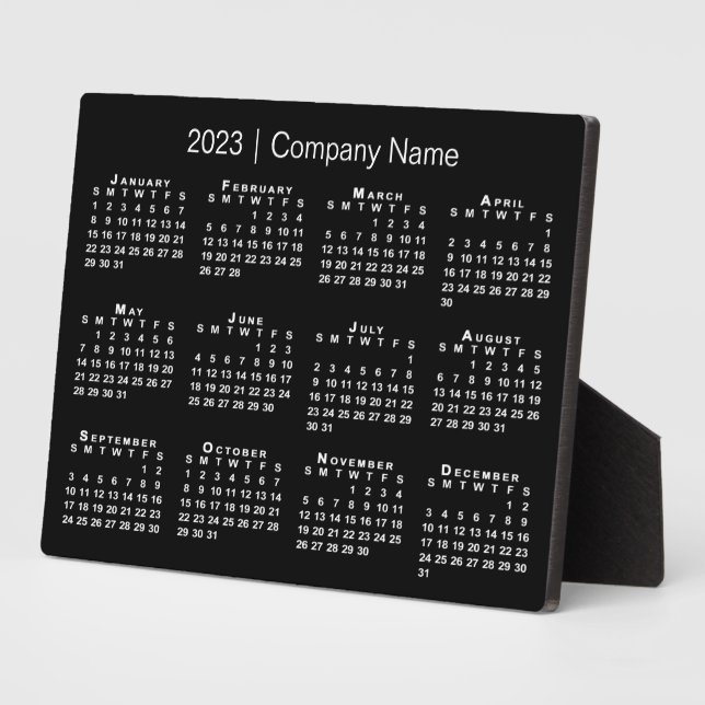 Plaque Photo 2023 Calendrier Nom de la société Bureau noir (Côté)