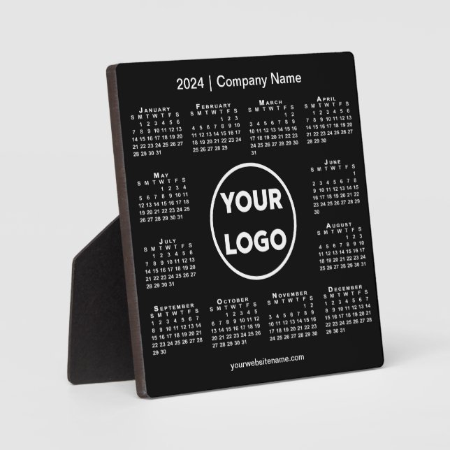 Plaque Photo 2024 Calendrier Entreprise Logo Black Business (Recto)