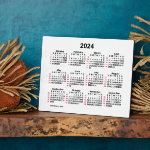 Plaque Photo 2024 White 52 Week ISO Desk Calendrier par Janz 8x